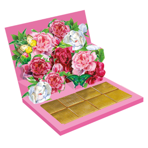 Card "Roses" 3D with milk chocolate Deliska