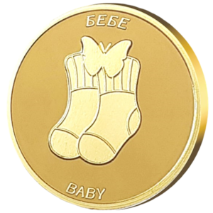 Collection of 7 gold coins for a fortune cookie