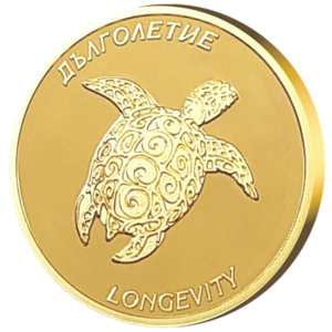 Collection of 7 gold coins for a fortune cookie