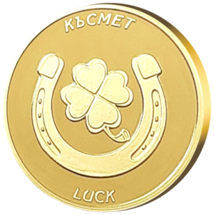 Collection of 7 gold coins for a fortune cookie