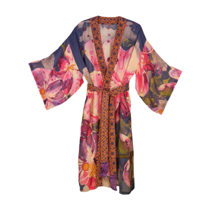 Denim and orchid kimono