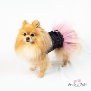 Denim dress with tulle