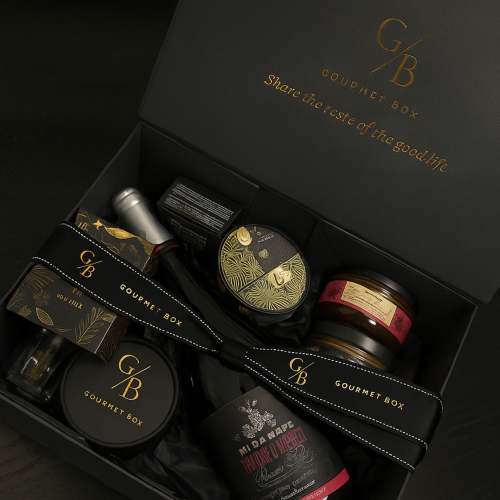Персонализирана подаръчна кутия Gourmetbox с фирмено лого за корпоративни подаръци