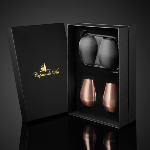 VinVoyage Double Pack – преносим комплект кристални чаши за вино - медно-злато