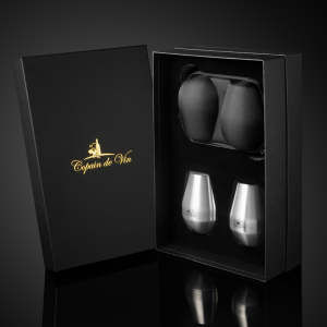 VinVoyage Double Pack – преносим комплект кристални чаши за вино - сребърен